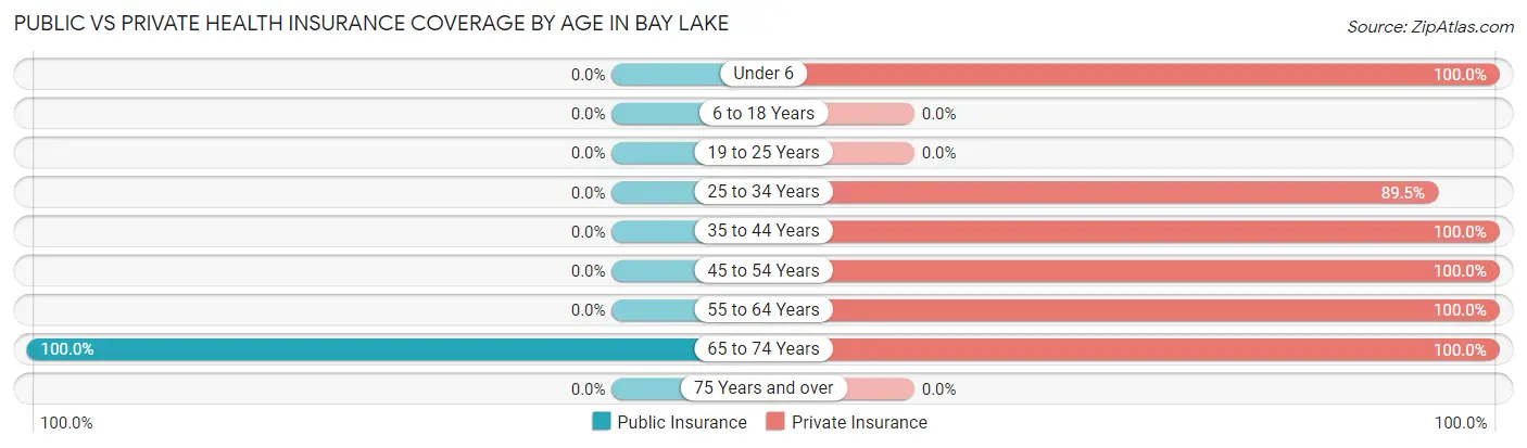Public vs Private Health Insurance Coverage by Age in Bay Lake