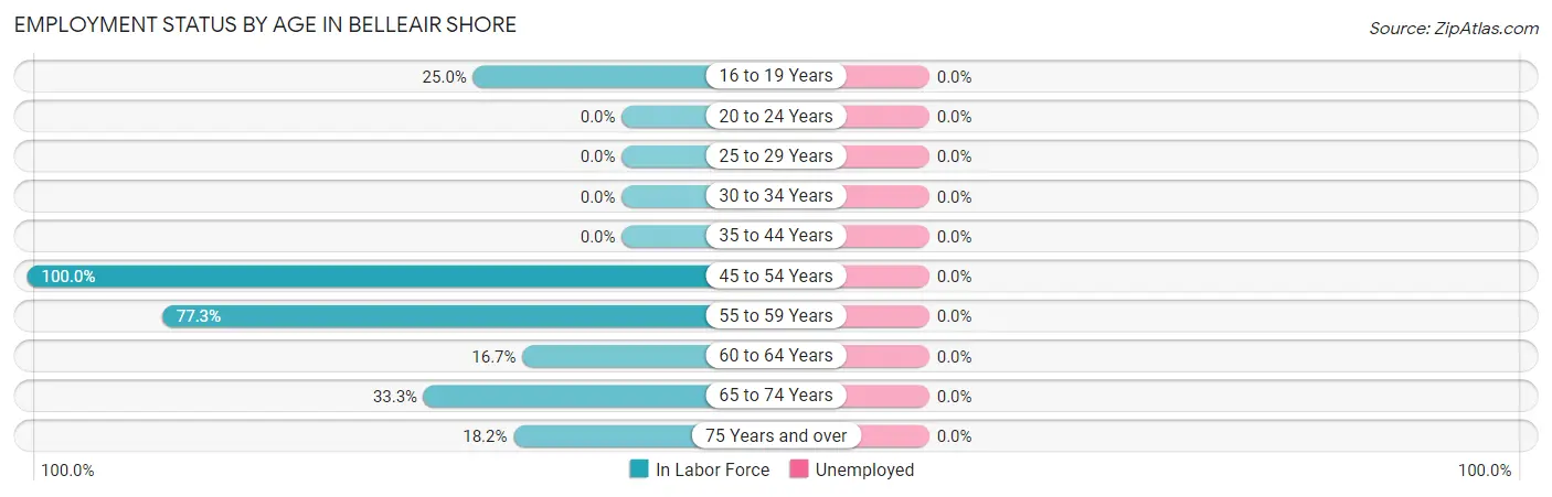 Employment Status by Age in Belleair Shore