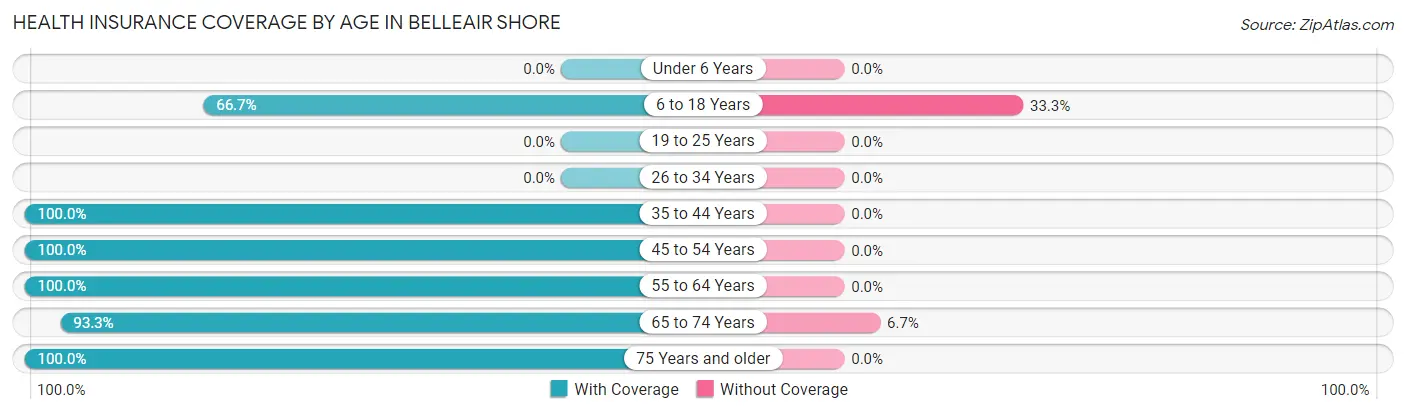 Health Insurance Coverage by Age in Belleair Shore