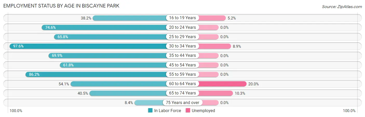 Employment Status by Age in Biscayne Park
