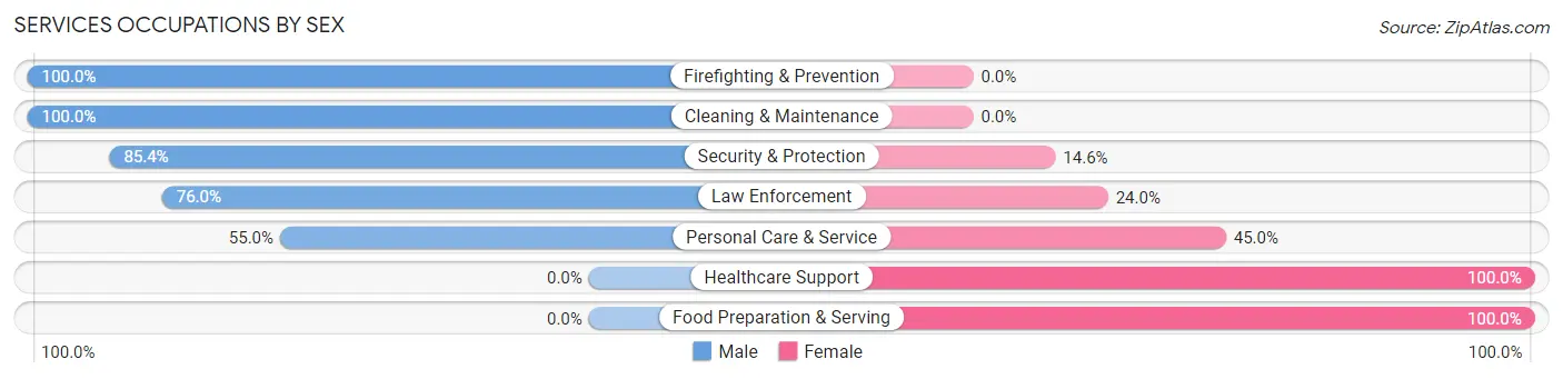 Services Occupations by Sex in Biscayne Park