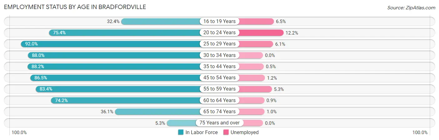 Employment Status by Age in Bradfordville