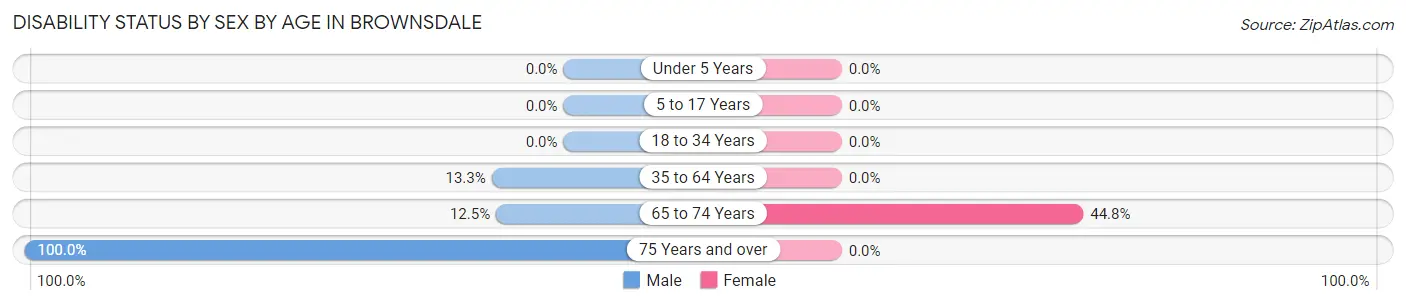 Disability Status by Sex by Age in Brownsdale