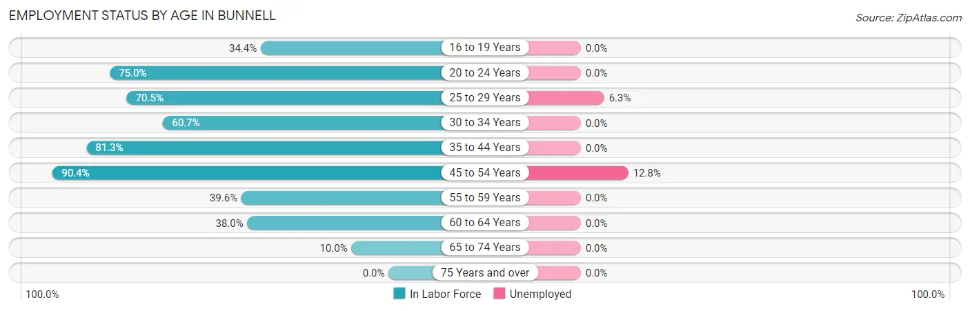 Employment Status by Age in Bunnell