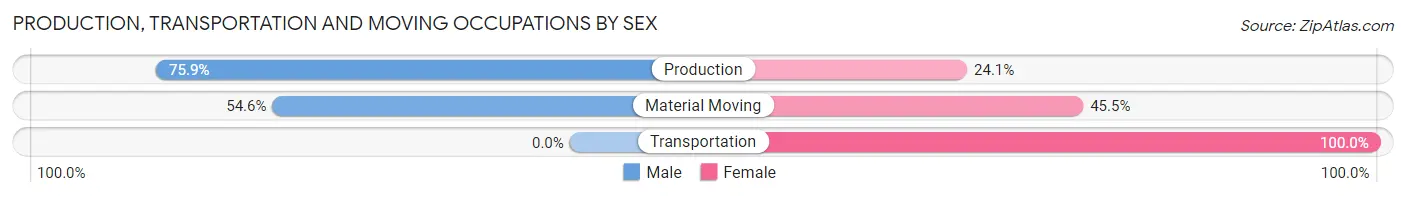 Production, Transportation and Moving Occupations by Sex in Bunnell