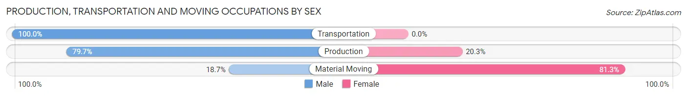 Production, Transportation and Moving Occupations by Sex in Butler Beach