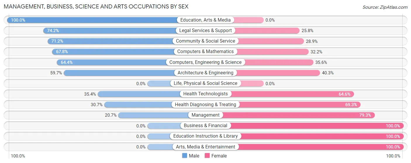 Management, Business, Science and Arts Occupations by Sex in Cabana Colony