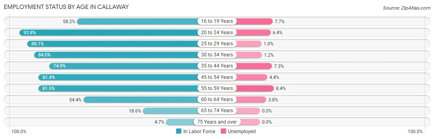 Employment Status by Age in Callaway