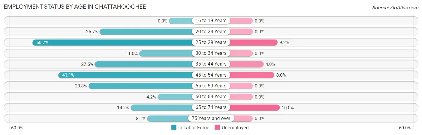 Employment Status by Age in Chattahoochee