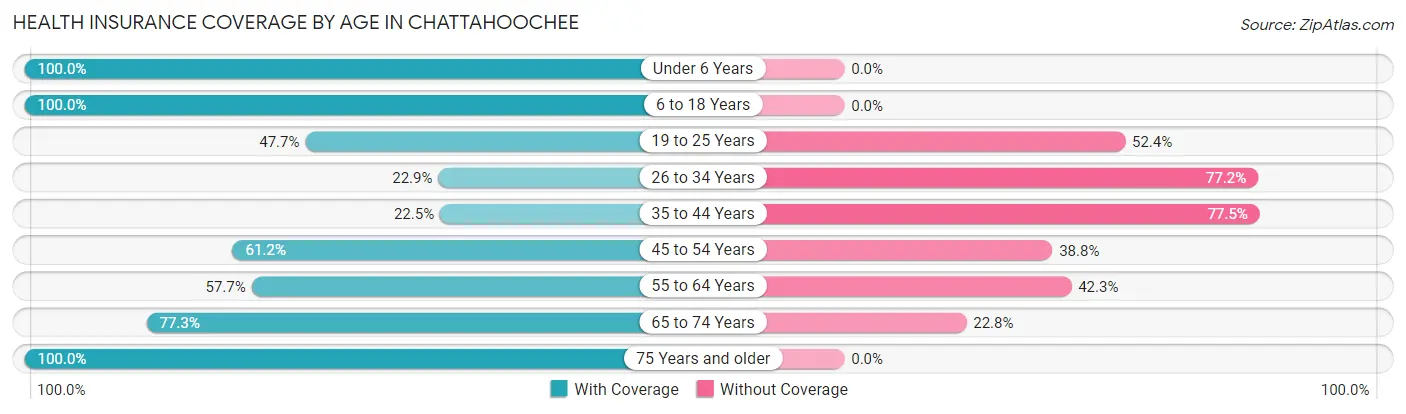 Health Insurance Coverage by Age in Chattahoochee