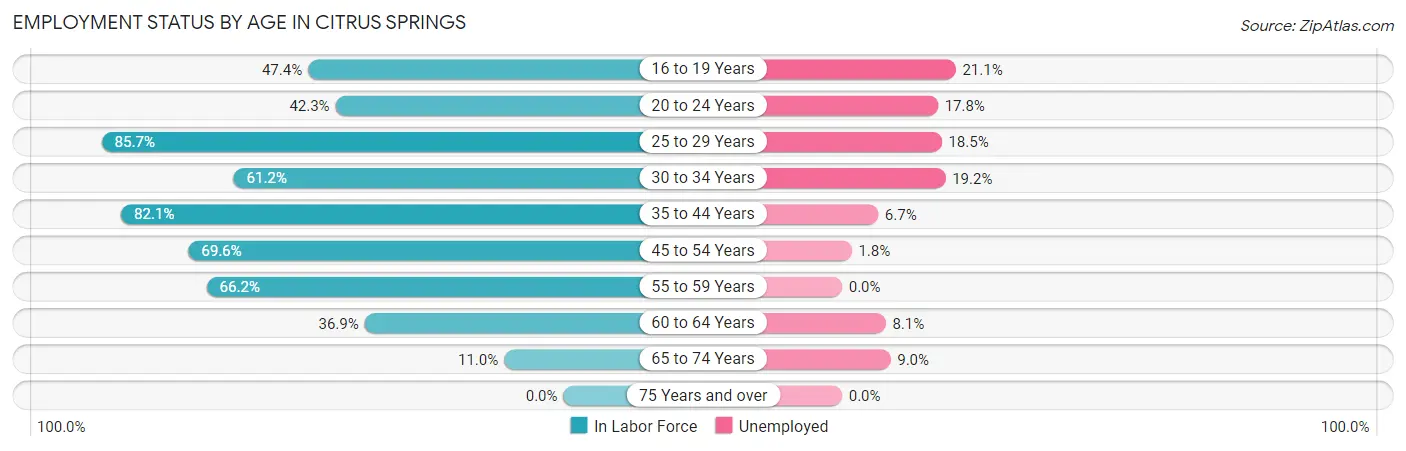 Employment Status by Age in Citrus Springs