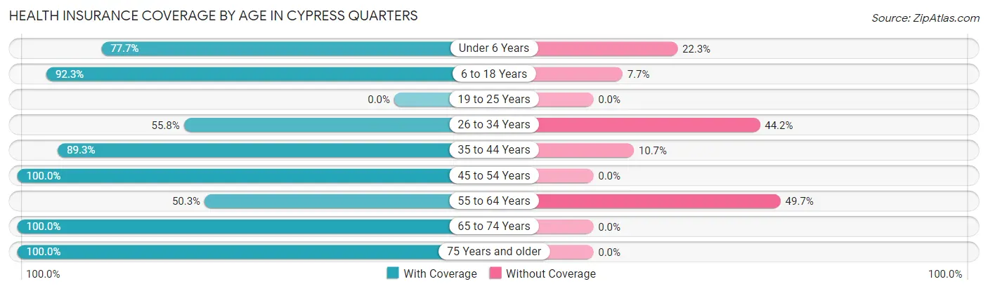 Health Insurance Coverage by Age in Cypress Quarters