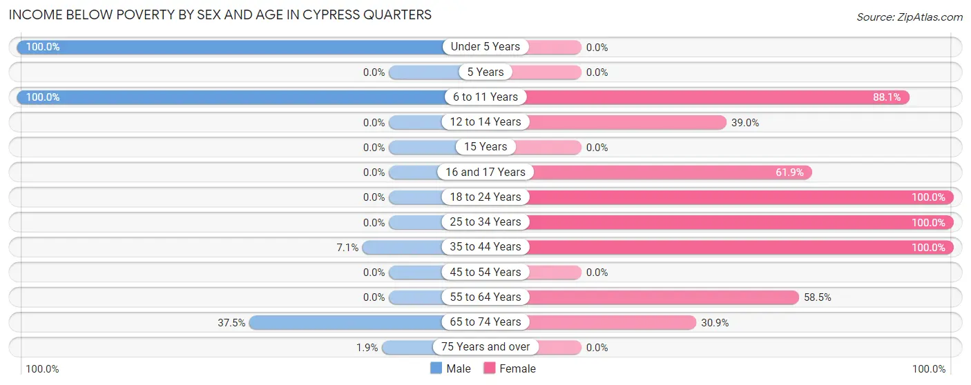 Income Below Poverty by Sex and Age in Cypress Quarters