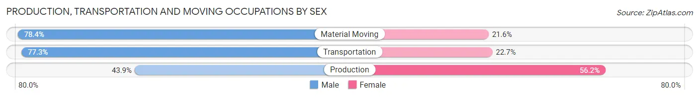 Production, Transportation and Moving Occupations by Sex in Delray Beach