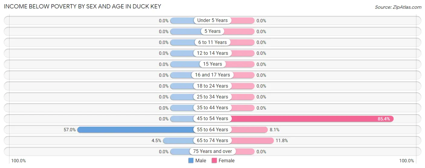 Income Below Poverty by Sex and Age in Duck Key