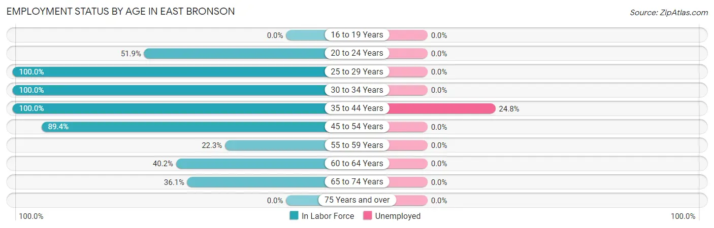 Employment Status by Age in East Bronson