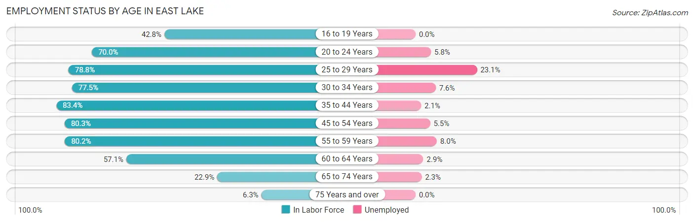 Employment Status by Age in East Lake