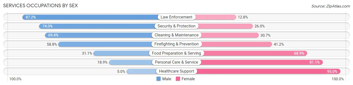 Services Occupations by Sex in Fish Hawk