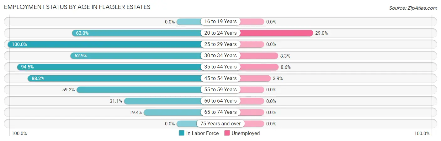 Employment Status by Age in Flagler Estates