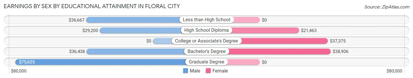 Earnings by Sex by Educational Attainment in Floral City