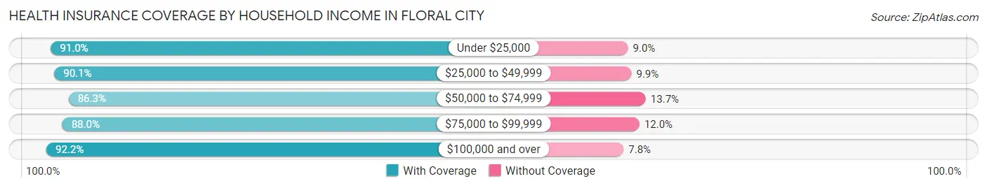 Health Insurance Coverage by Household Income in Floral City