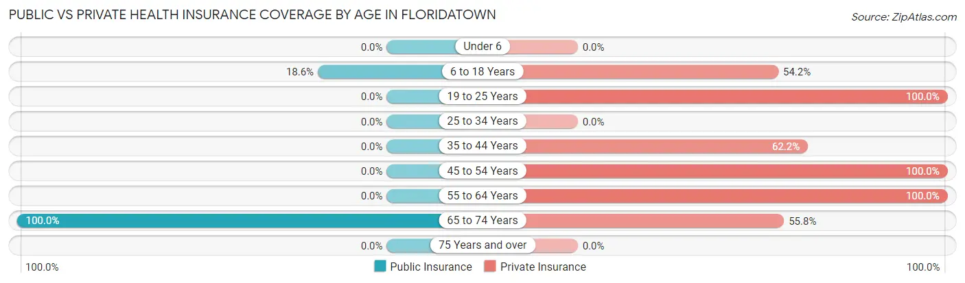 Public vs Private Health Insurance Coverage by Age in Floridatown