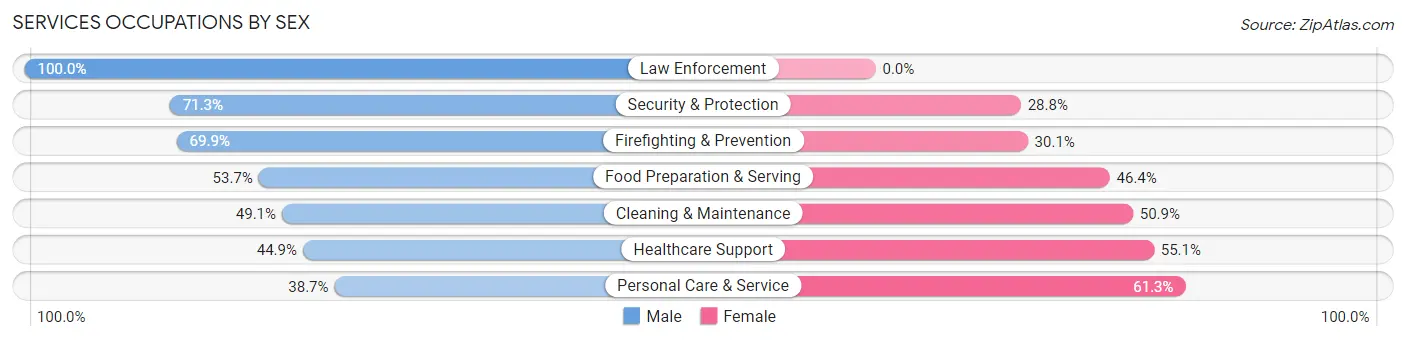 Services Occupations by Sex in Four Corners