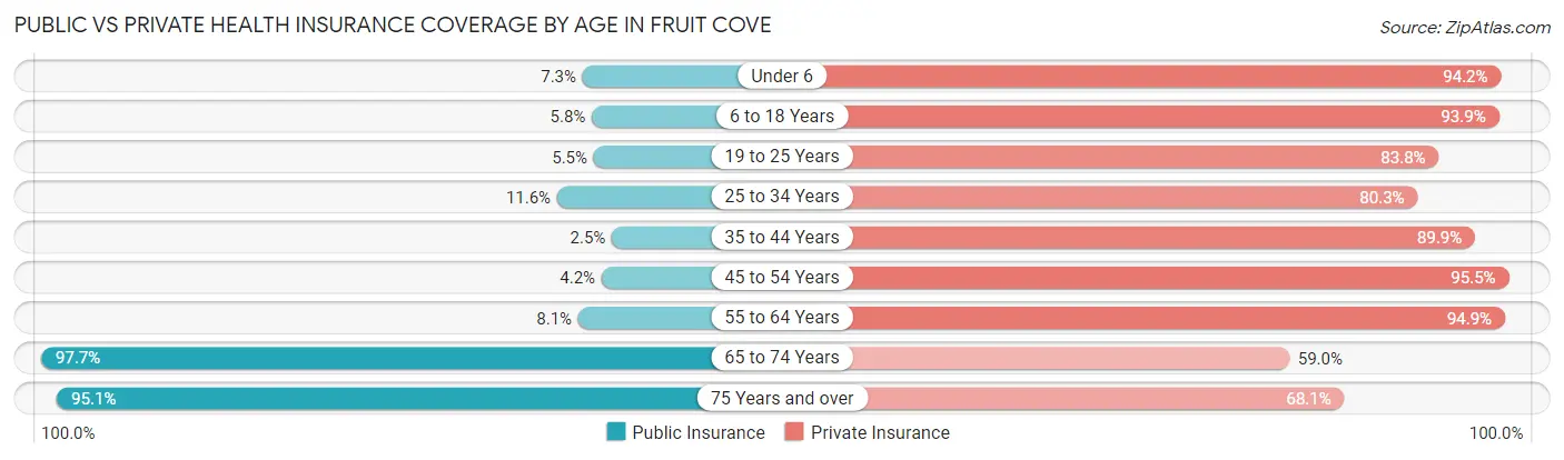 Public vs Private Health Insurance Coverage by Age in Fruit Cove