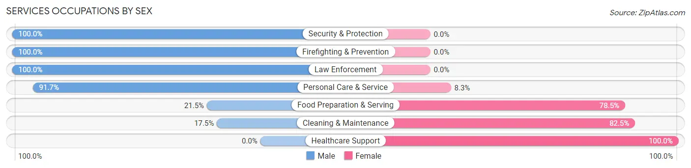 Services Occupations by Sex in Fussels Corner