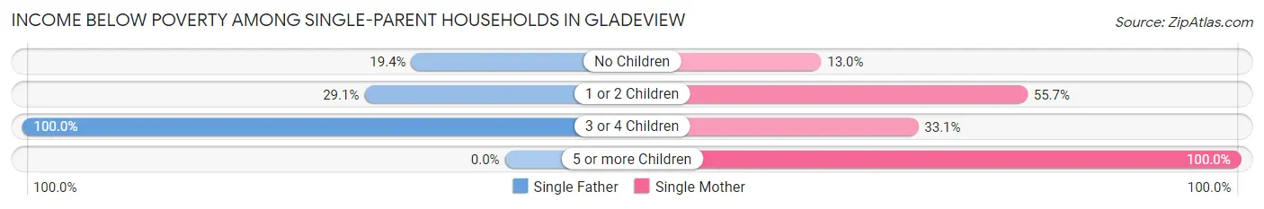 Income Below Poverty Among Single-Parent Households in Gladeview