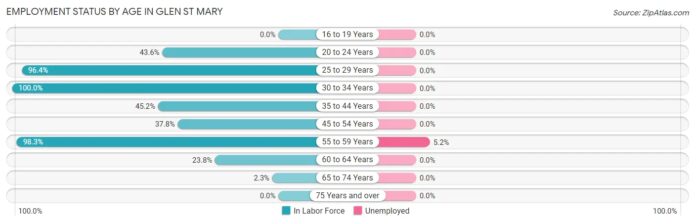 Employment Status by Age in Glen St Mary