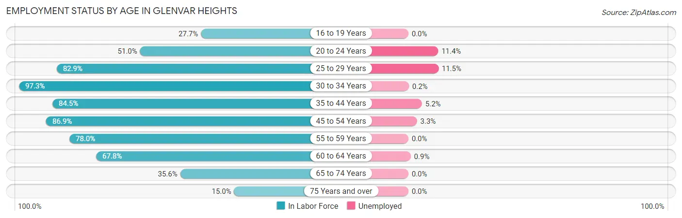 Employment Status by Age in Glenvar Heights