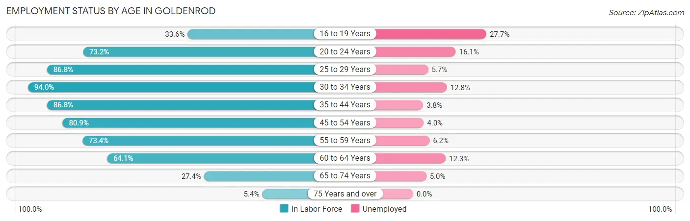 Employment Status by Age in Goldenrod