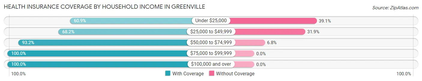 Health Insurance Coverage by Household Income in Greenville