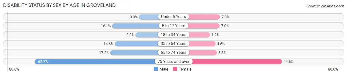 Disability Status by Sex by Age in Groveland