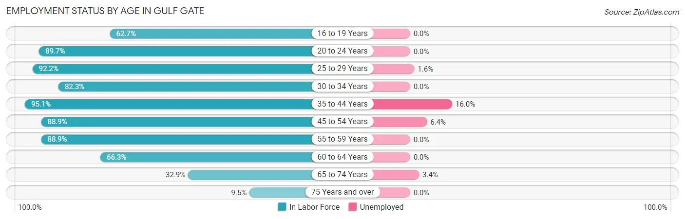 Employment Status by Age in Gulf Gate