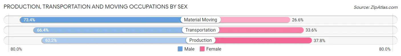 Production, Transportation and Moving Occupations by Sex in Hallandale Beach