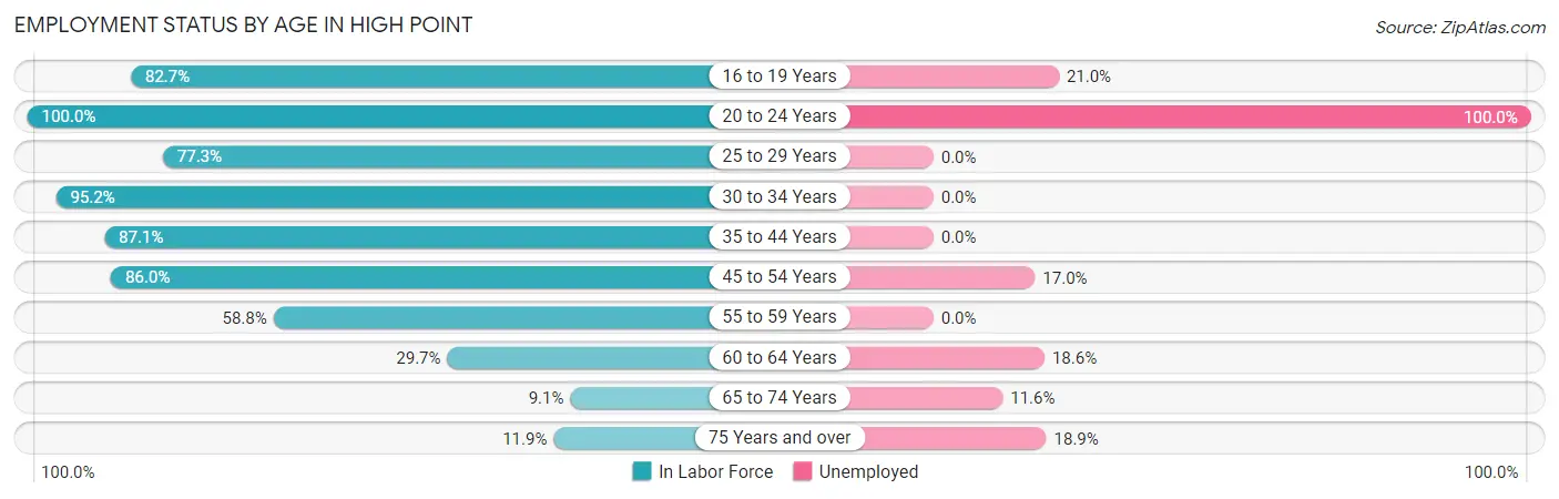 Employment Status by Age in High Point