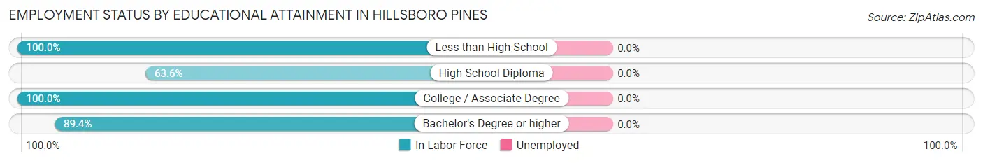 Employment Status by Educational Attainment in Hillsboro Pines