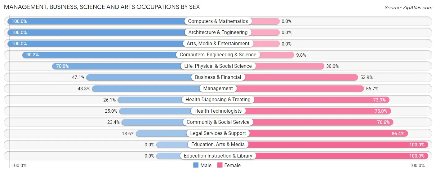Management, Business, Science and Arts Occupations by Sex in Hudson
