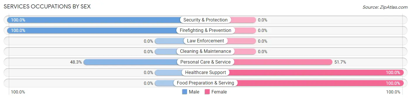 Services Occupations by Sex in Hutchinson Island South