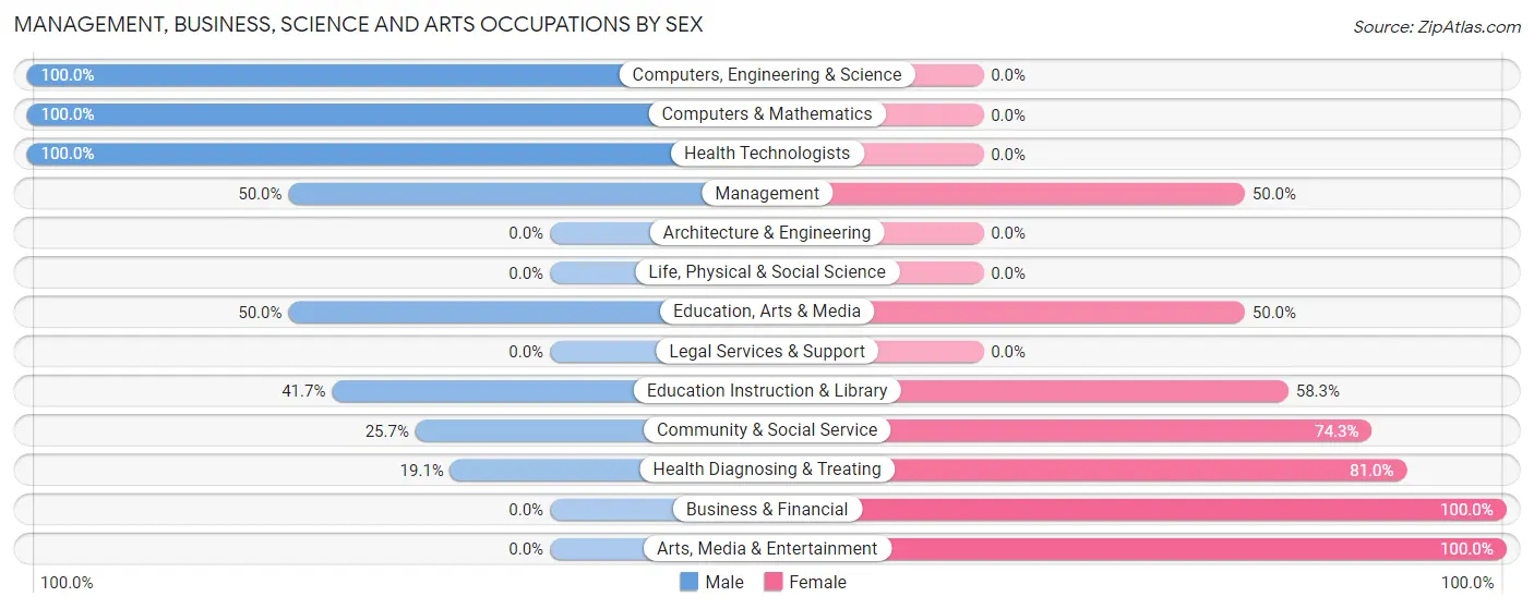 Management, Business, Science and Arts Occupations by Sex in Interlachen