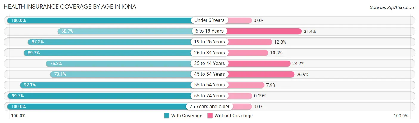 Health Insurance Coverage by Age in Iona