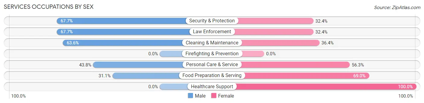 Services Occupations by Sex in Islamorada