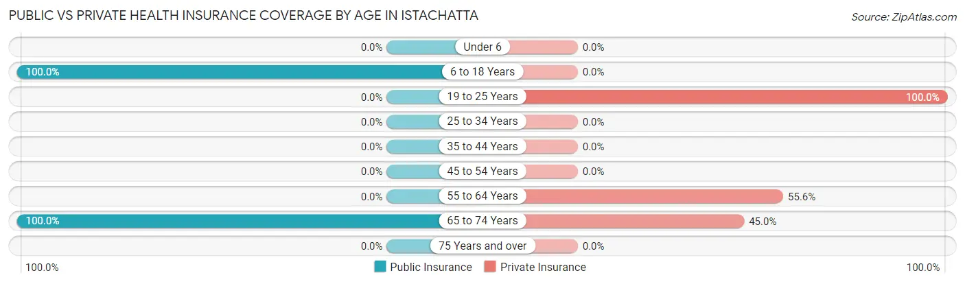 Public vs Private Health Insurance Coverage by Age in Istachatta