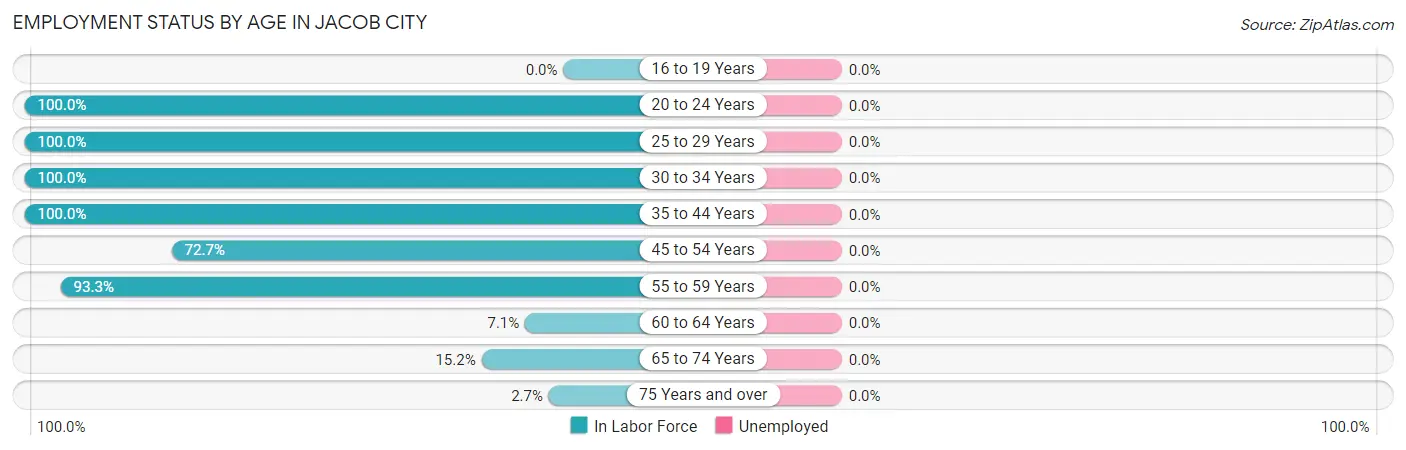Employment Status by Age in Jacob City