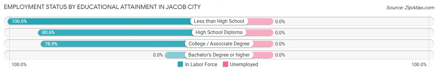 Employment Status by Educational Attainment in Jacob City