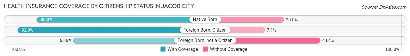 Health Insurance Coverage by Citizenship Status in Jacob City