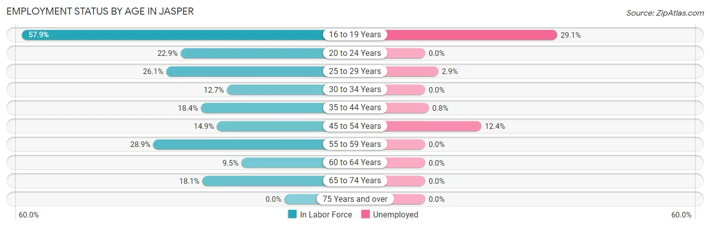 Employment Status by Age in Jasper