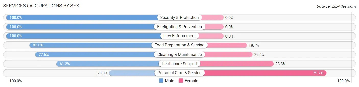 Services Occupations by Sex in Jensen Beach
